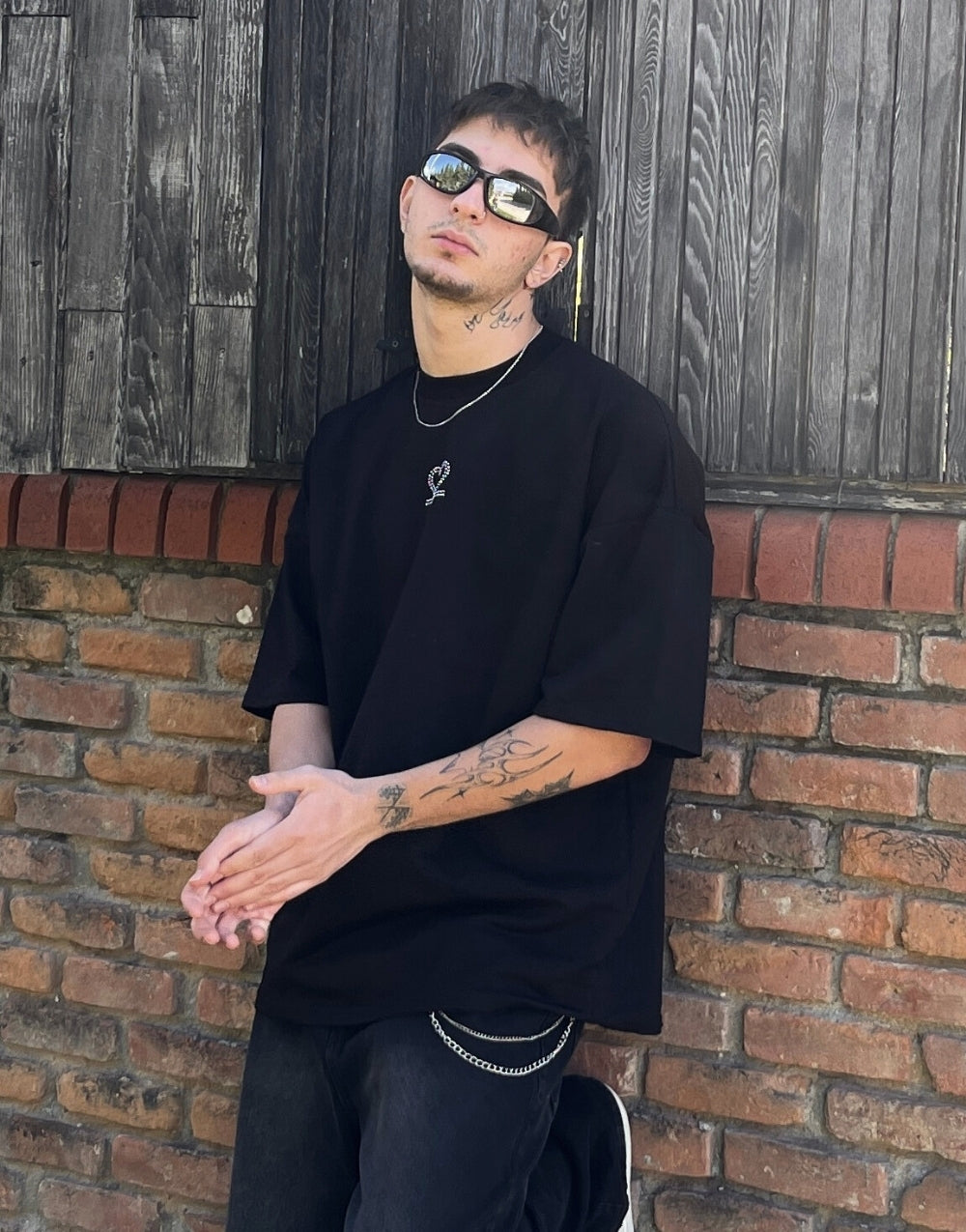 Men's 22 Stone Designer Oversize Black T-Shirt - STREETMODE ™