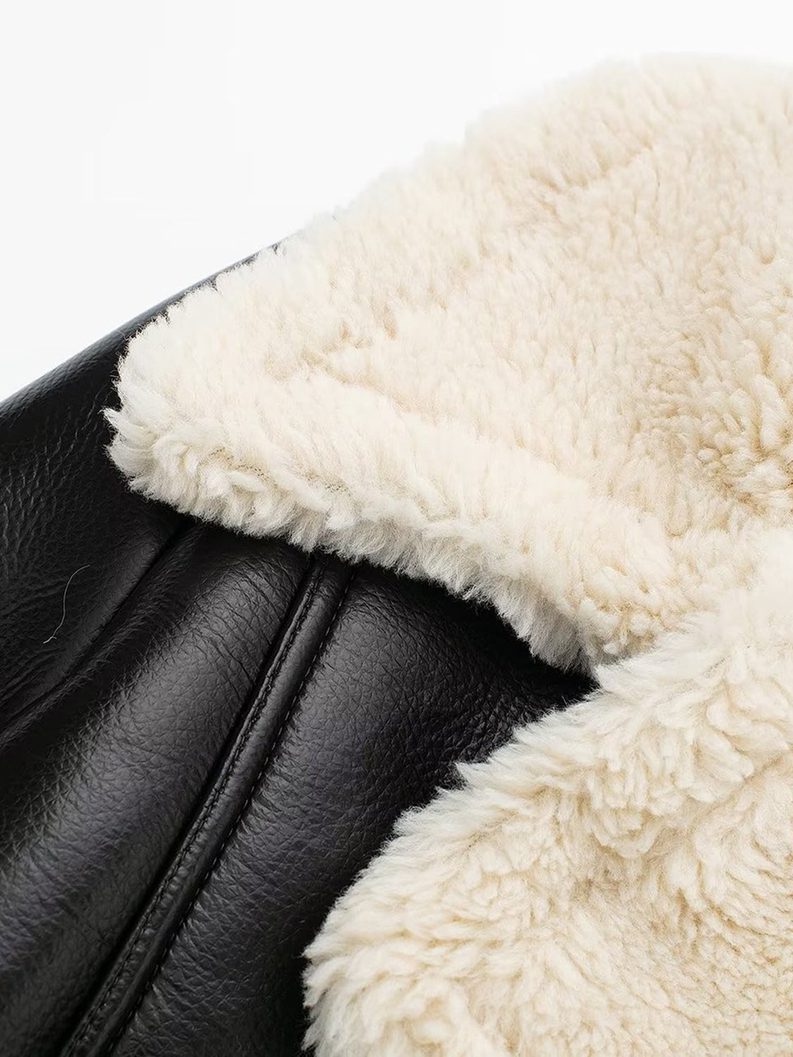 Collared Neck Long Sleeve Plush Cropped Women Jacket - STREETMODE ™