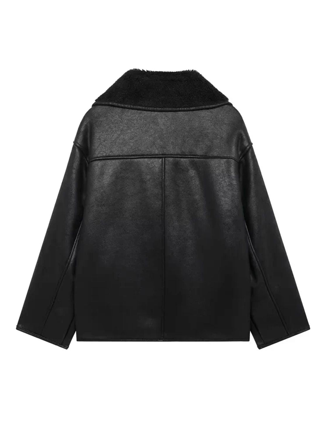 Collared Neck Long Sleeve Plush Women Jacket - STREETMODE ™