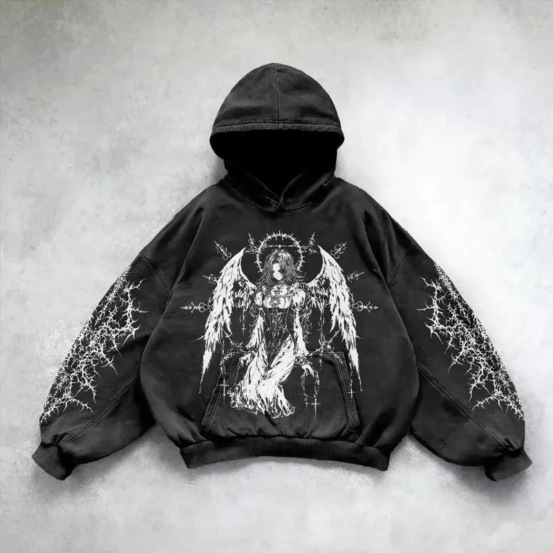 Vintage Skull Pattern Printed Unisex Sweater Pullover Hoodie - Mens / Women - STREETMODE ™