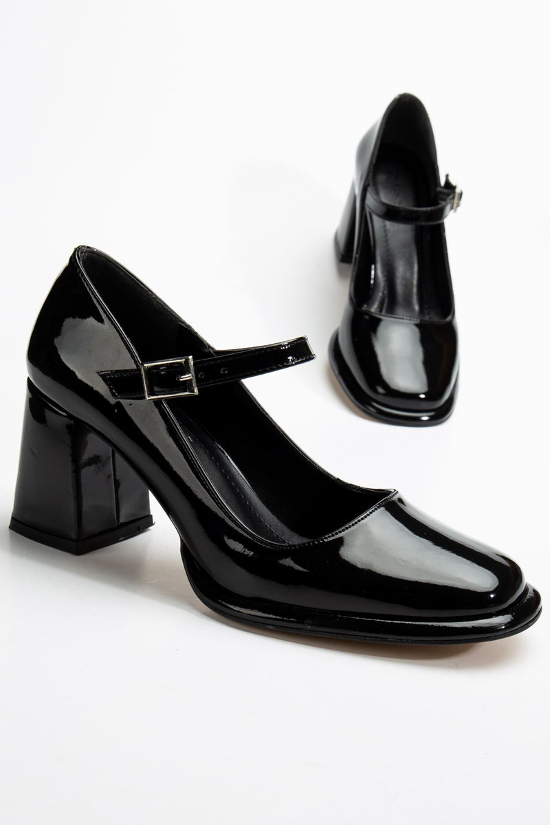 Women's High Heel Black Patent Leather Oxford Shoes - STREETMODE ™