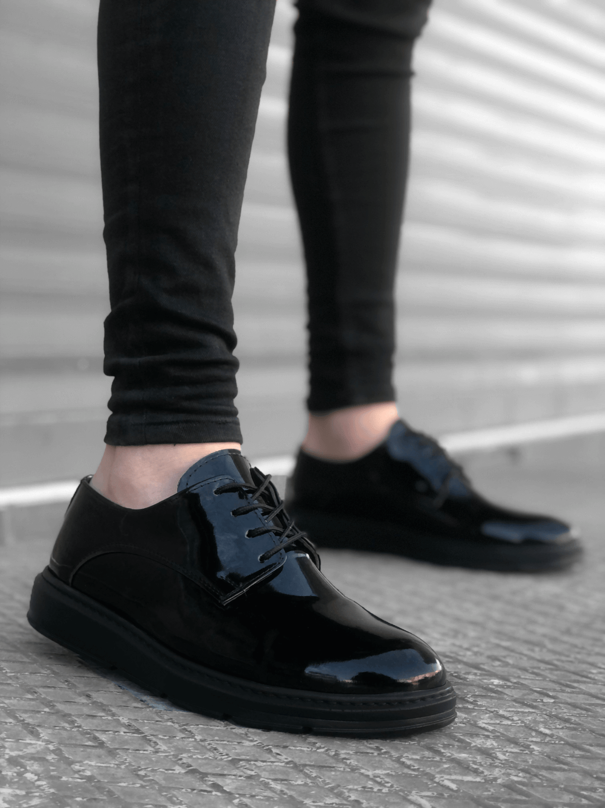 BA0003 Lace-Up Classic Spor Black and Black Thick Sole Casual Men Shoes - STREETMODE ™