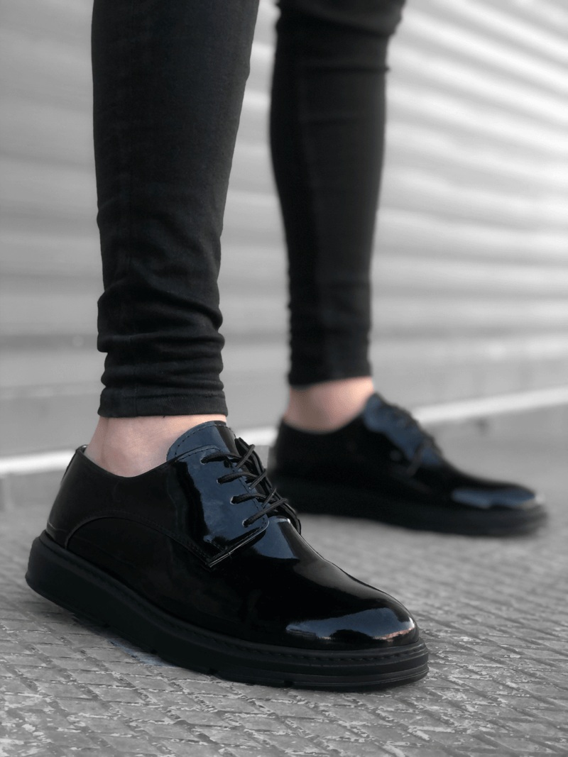 BA0003 Lace-Up Classic Spor Black and Black Thick Sole Casual Men Shoes - STREETMODE ™