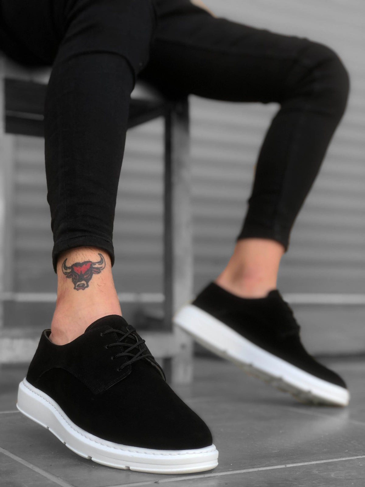 BA0003 Lace-Up Classic Spor Black and White Thick Sole Casual Men Shoes - STREETMODE ™