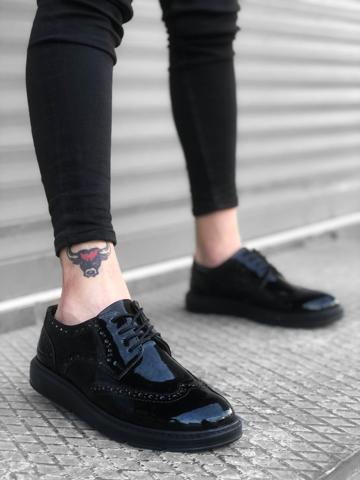 BA0003 Lace-Up Classic Spor Black Thick Sole Casual Men Shoes - STREETMODE ™