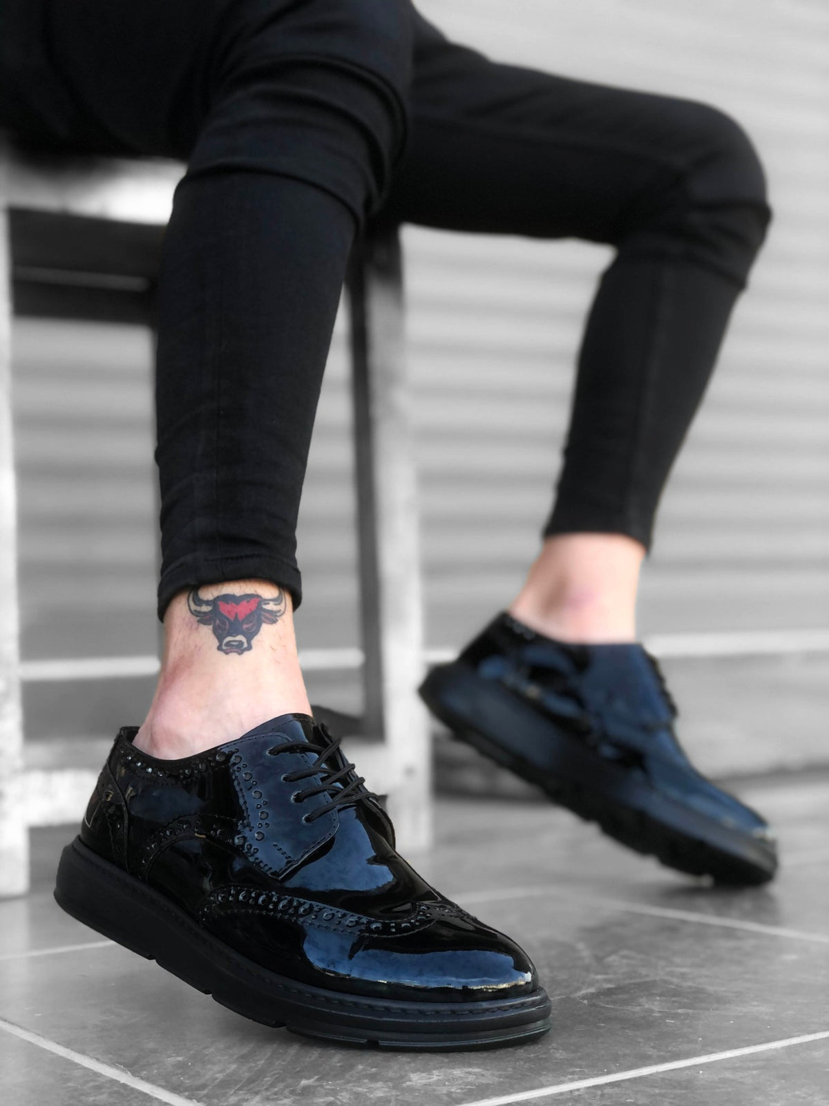 BA0003 Lace-Up Classic Spor Black Thick Sole Casual Men Shoes - STREETMODE ™