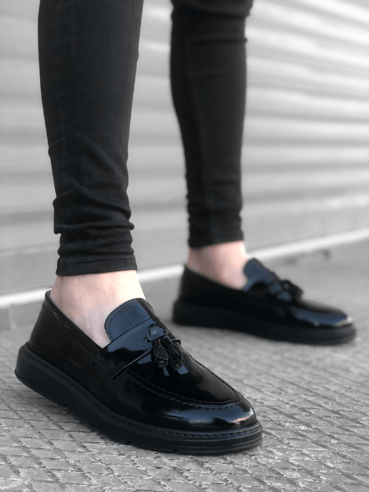 BA0005 High Sole Classic Patent Leather Belt Tasseled Men's Shoes - STREETMODE ™