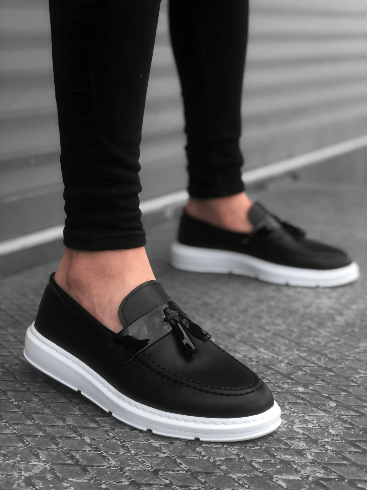 BA0005 Lace-Up High Sole Black Classic Tufted Corcik Men Shoes - STREETMODE ™