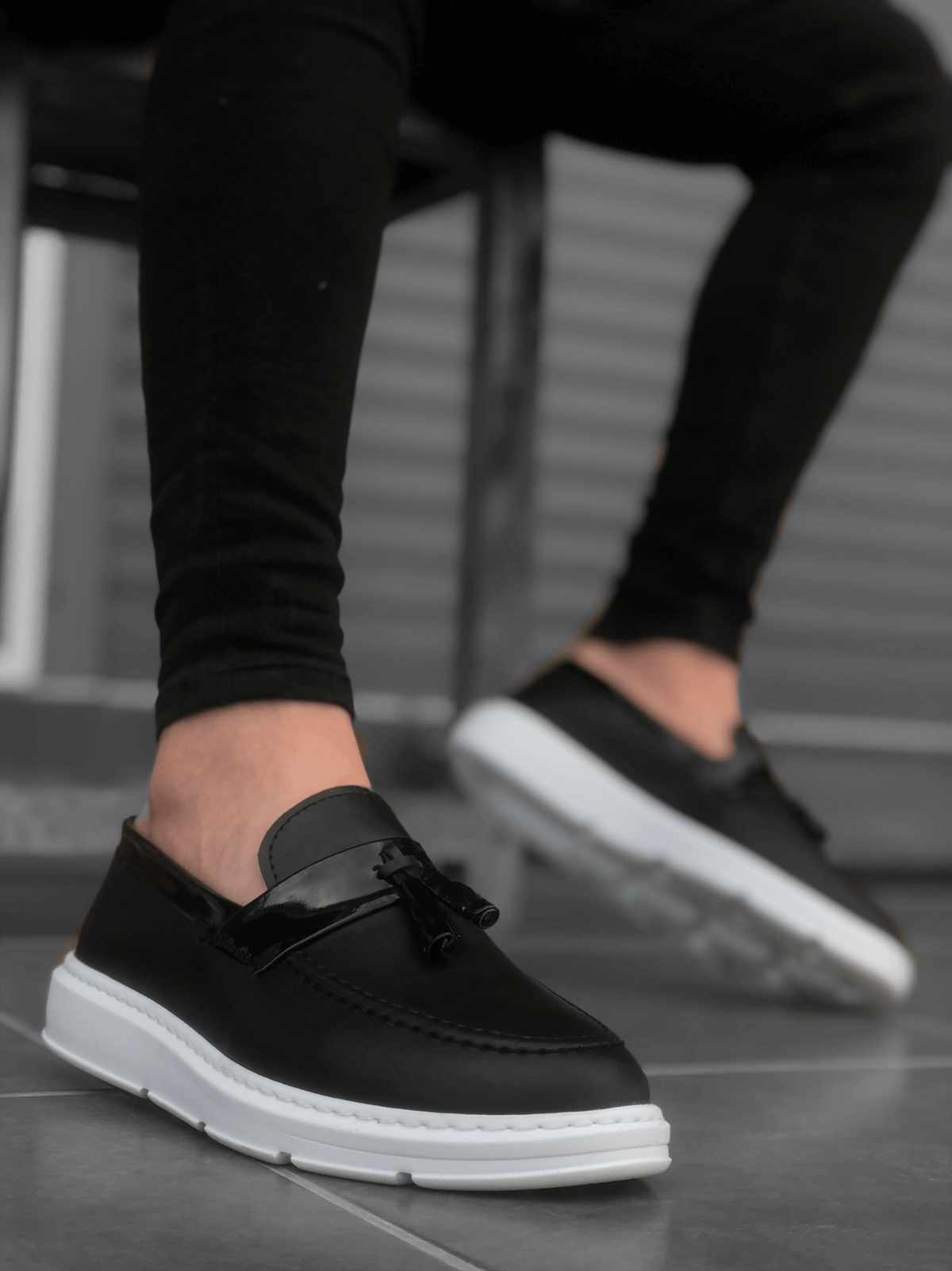 BA0005 Lace-Up High Sole Black Classic Tufted Corcik Men Shoes - STREETMODE ™