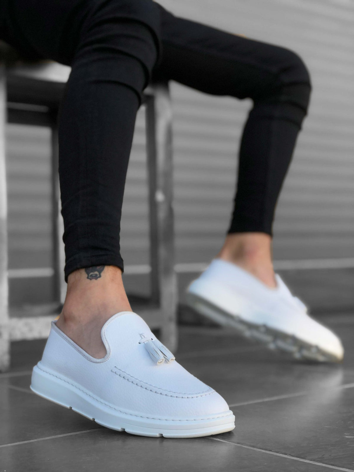 BA0005 Lace-Up High Sole Classic White Tasseled Men's Shoes - STREETMODE ™