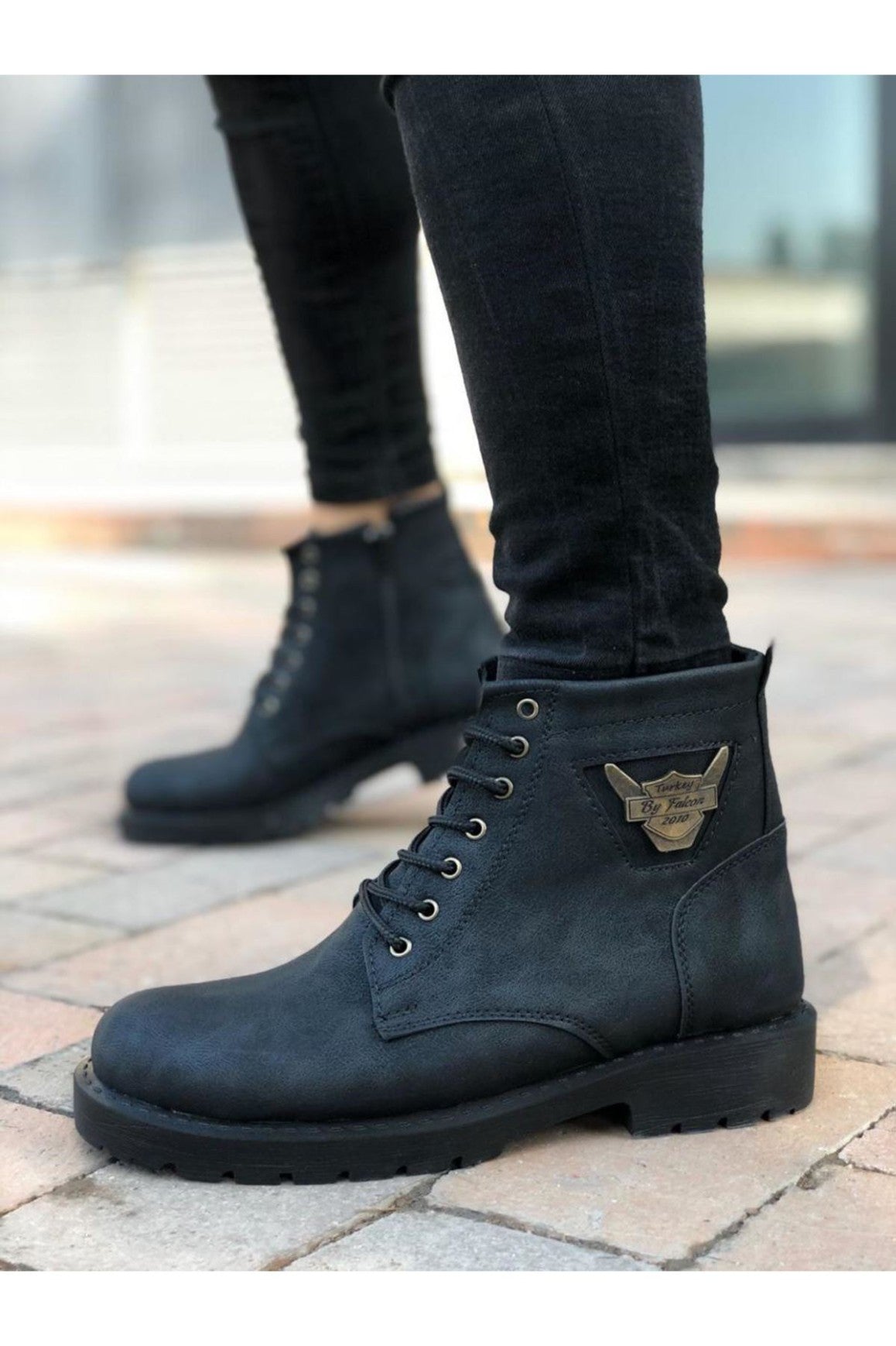 BA0080 Kartal Zippered Black Men's Classic Sports Classic Ankle Ankle Boots - STREET MODE ™