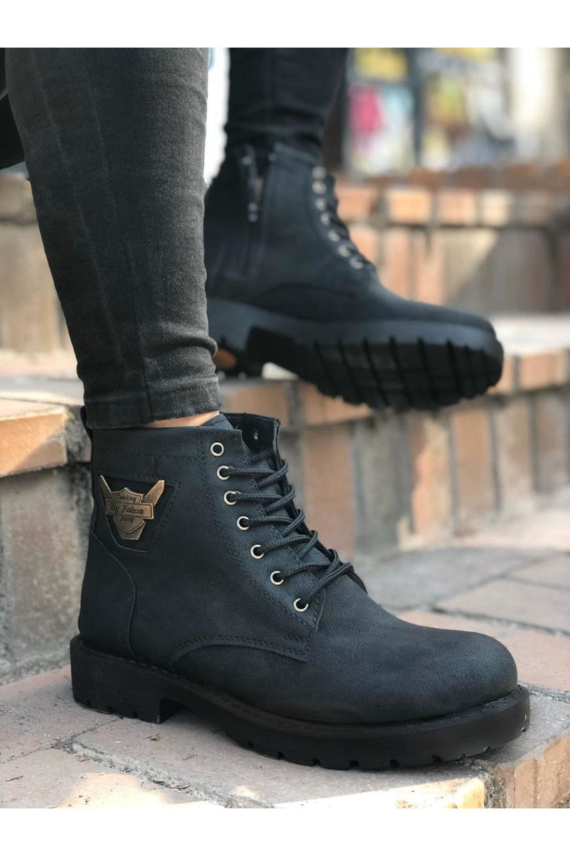 BA0080 Kartal Zippered Black Men's Classic Sports Classic Ankle Ankle Boots - STREET MODE ™