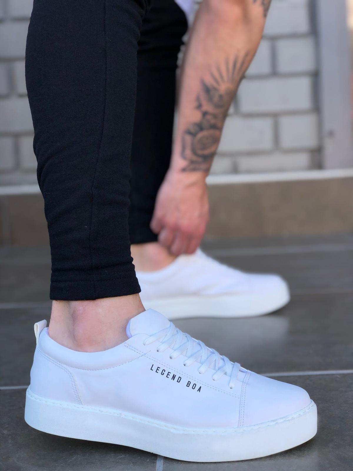 BA0104 Lace-Up White Skin Leather Sport Classic Men Shoes - STREETMODE ™