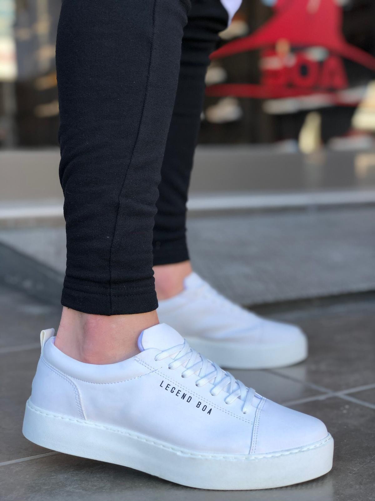BA0104 Lace-Up White Skin Leather Sport Classic Men Shoes - STREETMODE ™