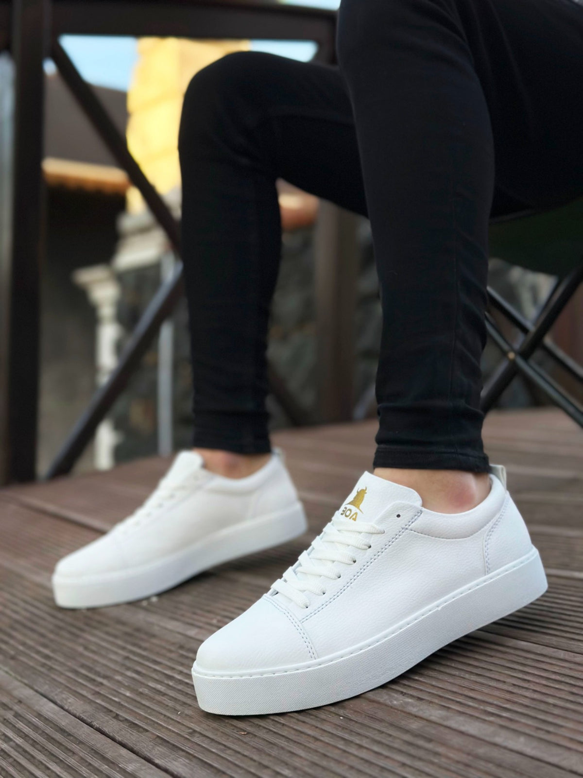 BA0104 Lace-Up White Skin Sport Classic Men's Sneakers Shoes - STREETMODE ™