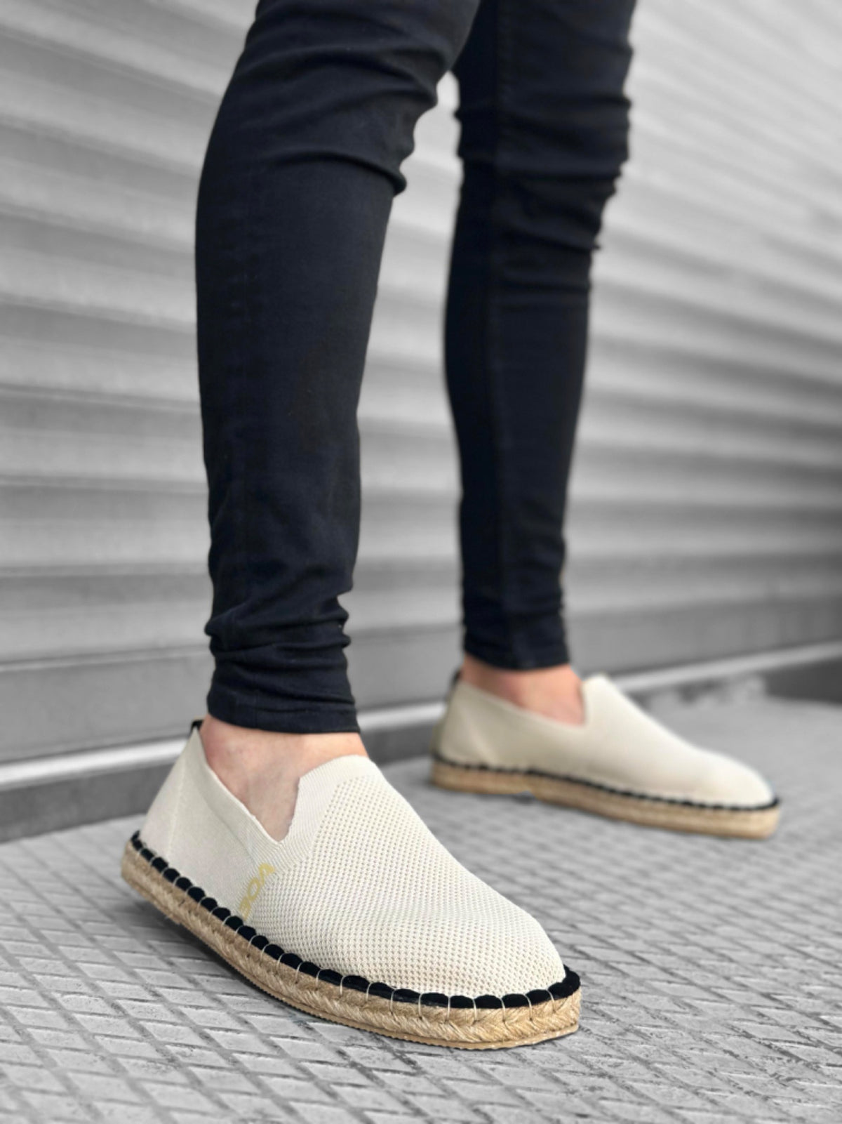 BA0224 Comfortable Flat Sole Espadrilles Knitted Knitwear Beige Casual Men's Shoes - STREET MODE ™