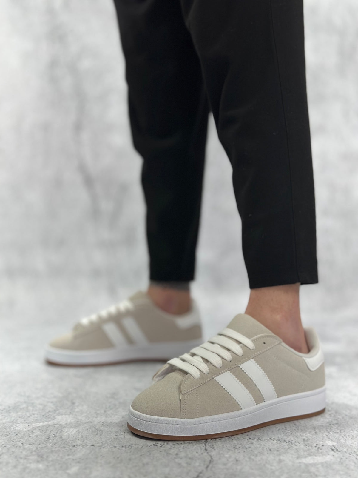 BA0235 Two Striped Stone Gray Men's Casual Shoes - STREETMODE ™