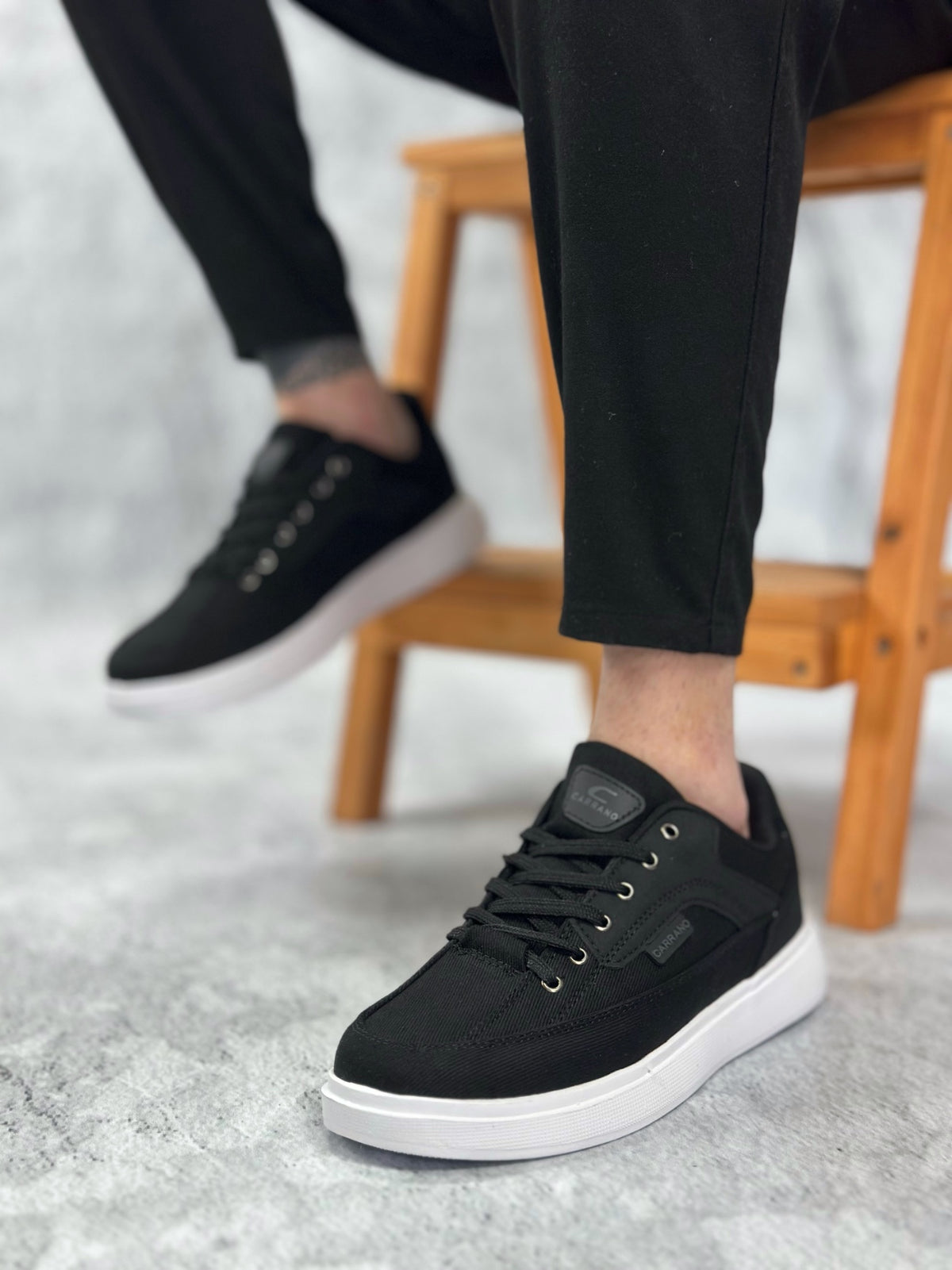 BA0236 Comfortable Flat Sole Linen Laced Black Casual Men's Shoes - STREETMODE ™