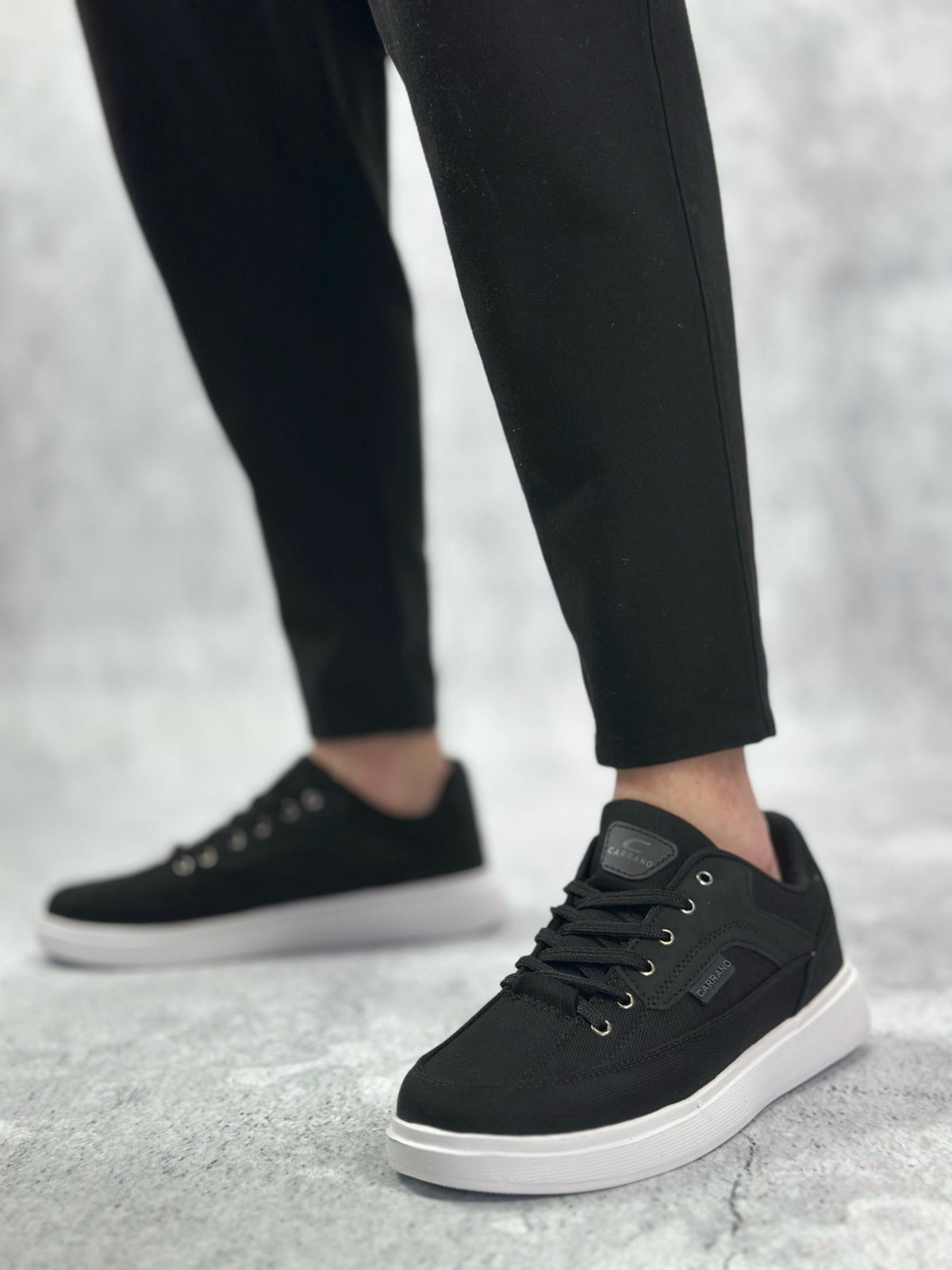 BA0236 Comfortable Flat Sole Linen Laced Black Casual Men's Shoes - STREETMODE ™