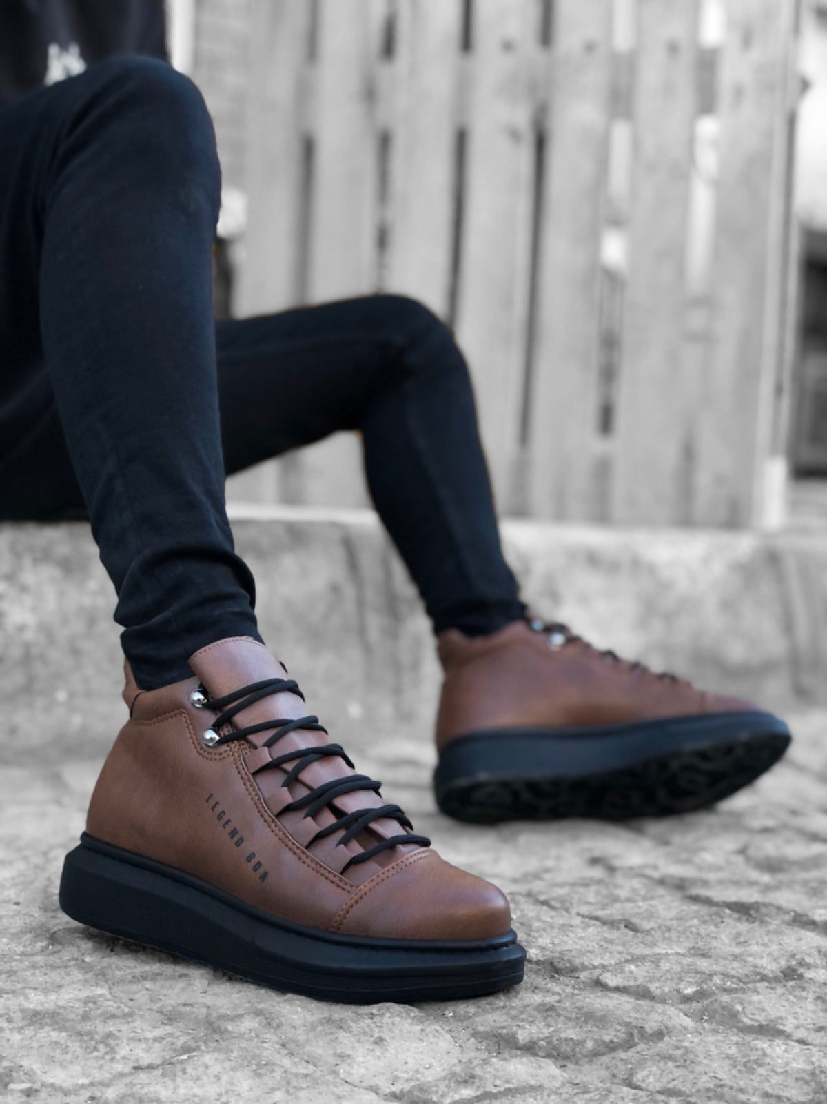 BA0312 Lace-up High Toe Black Sole Men's Style Sport Boots - STREET MODE ™