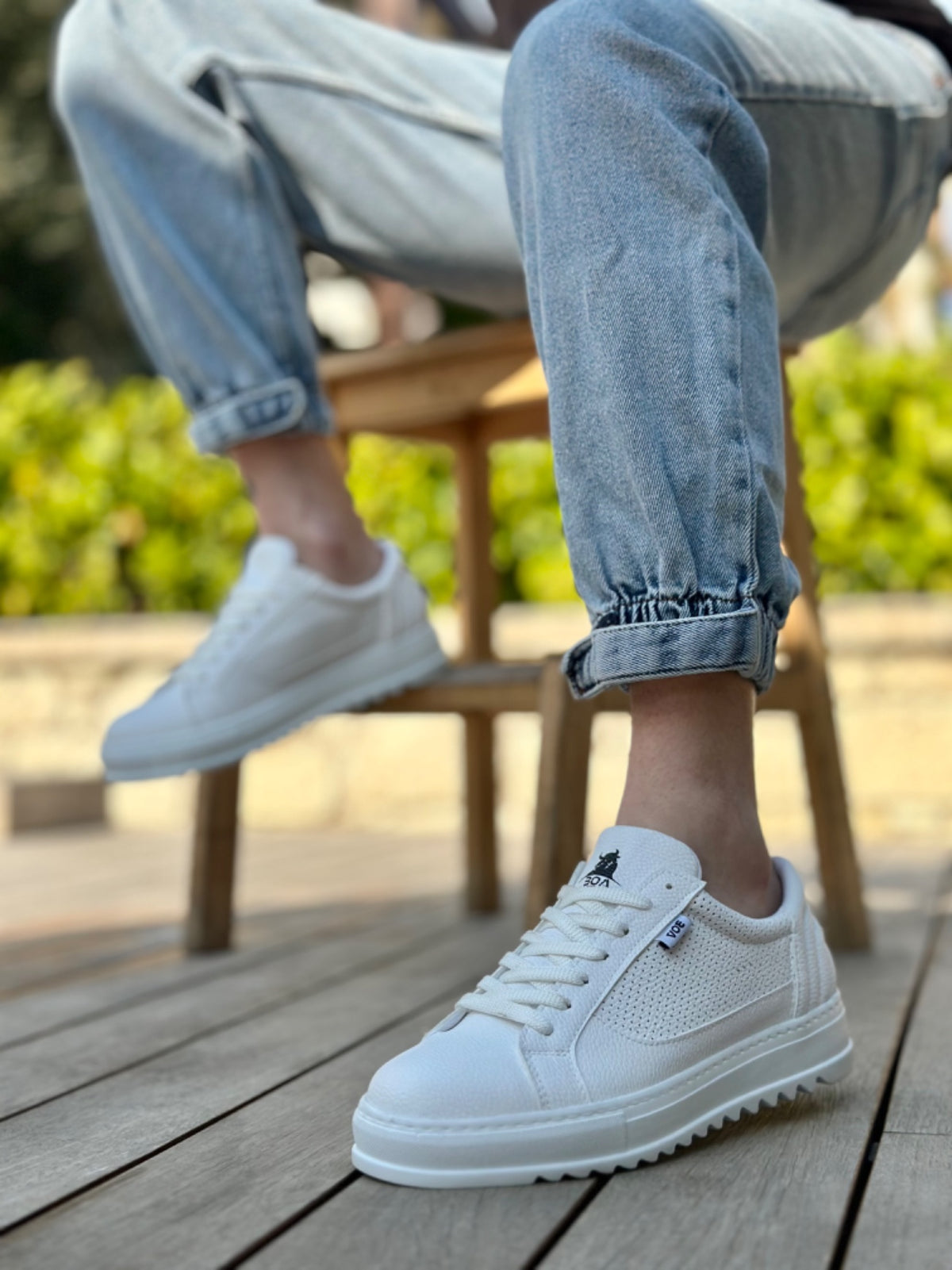 BA0323 Thick Serration High Sole White Lace-Up Sports Men's Shoes - STREETMODE ™