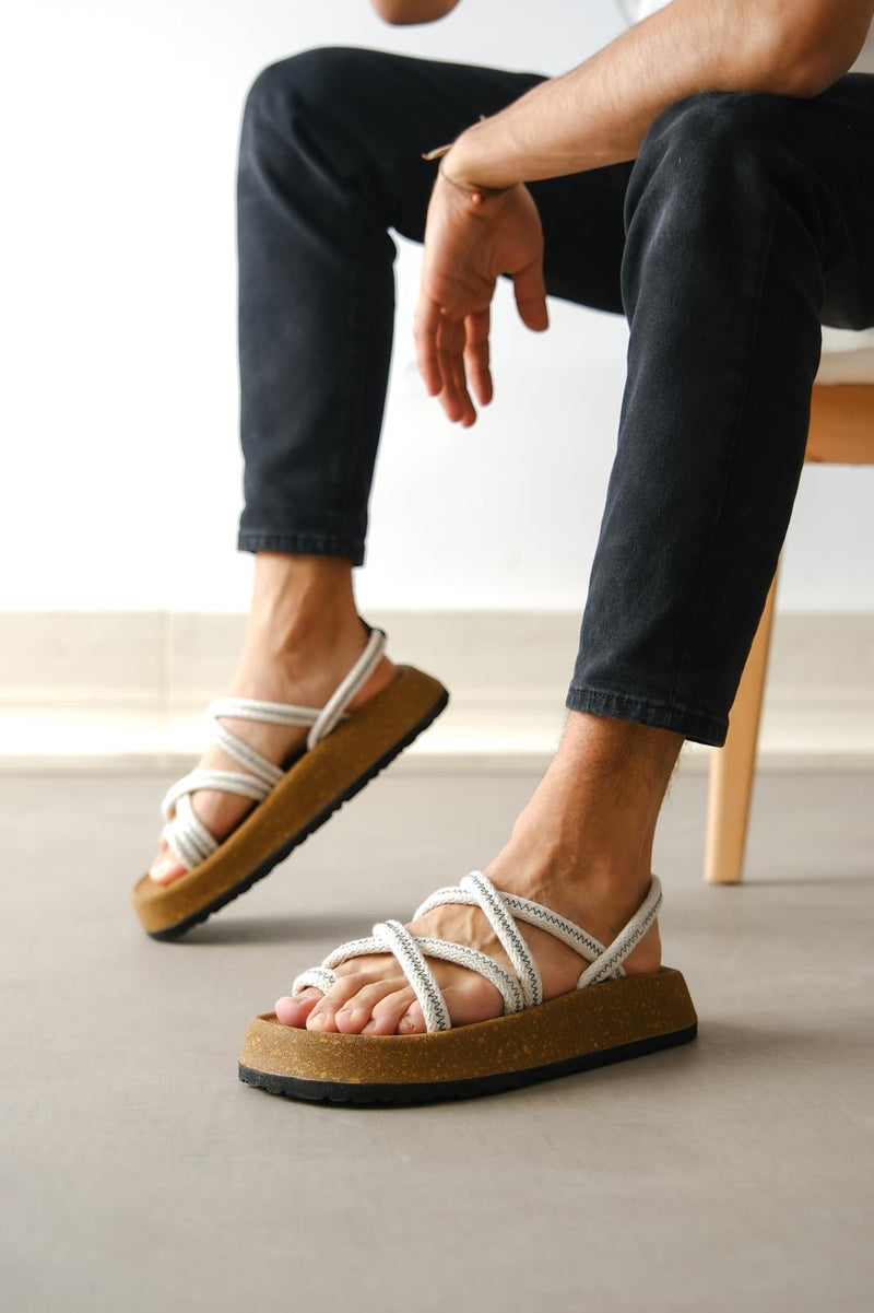 BA0343 Men's Rope Sand Beige Daily Sandals - STREETMODE ™