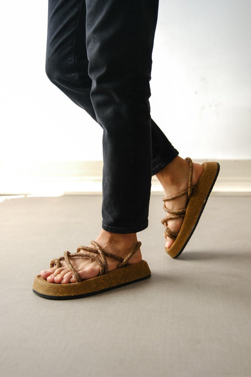 BA0343 Men's Bodrum Rope Rope Tan Daily Sandals - STREETMODE ™