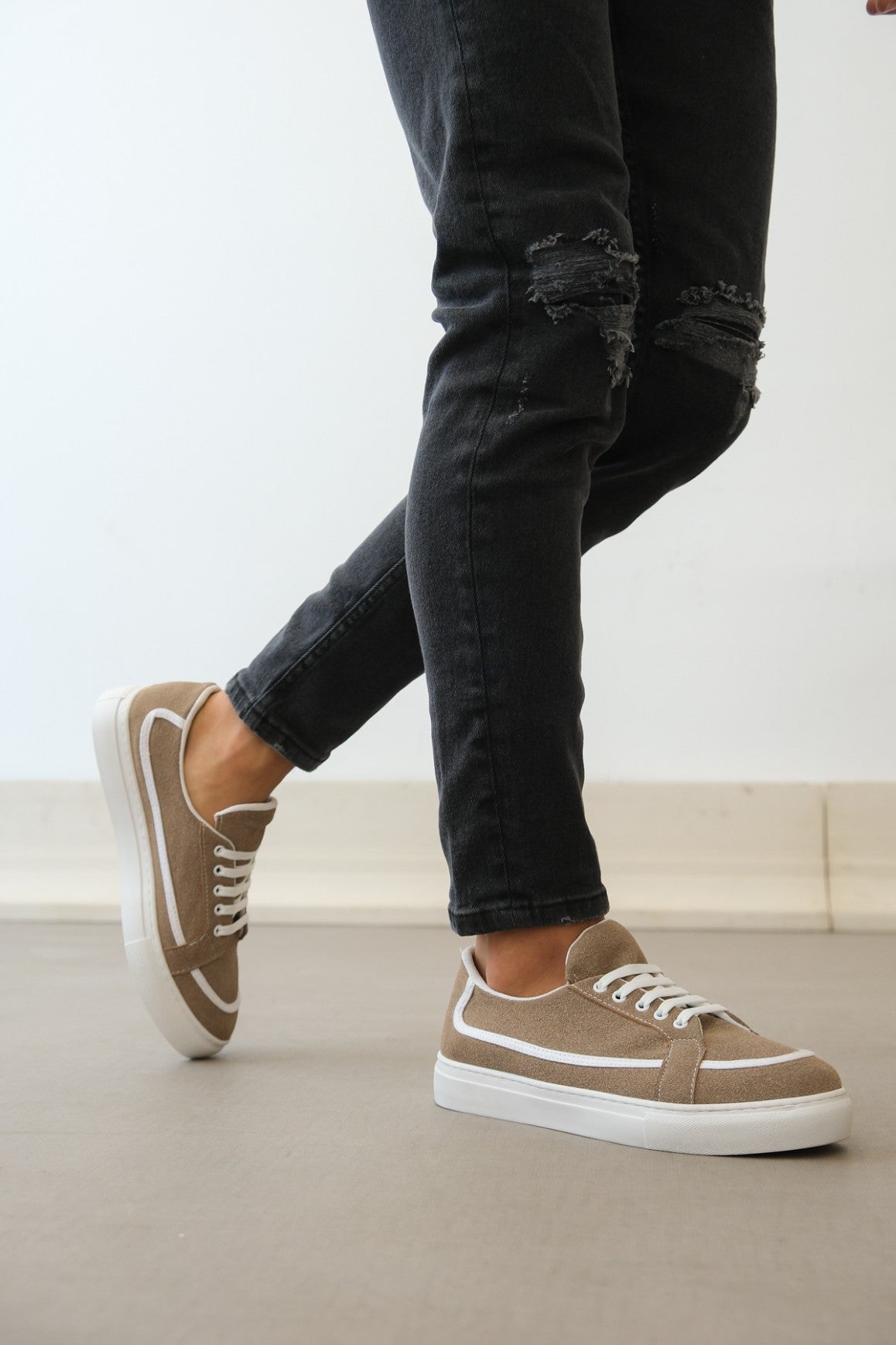 BA0351 Men's Lace-Up Linen Casual Mink Color Sports Shoes - STREETMODE ™