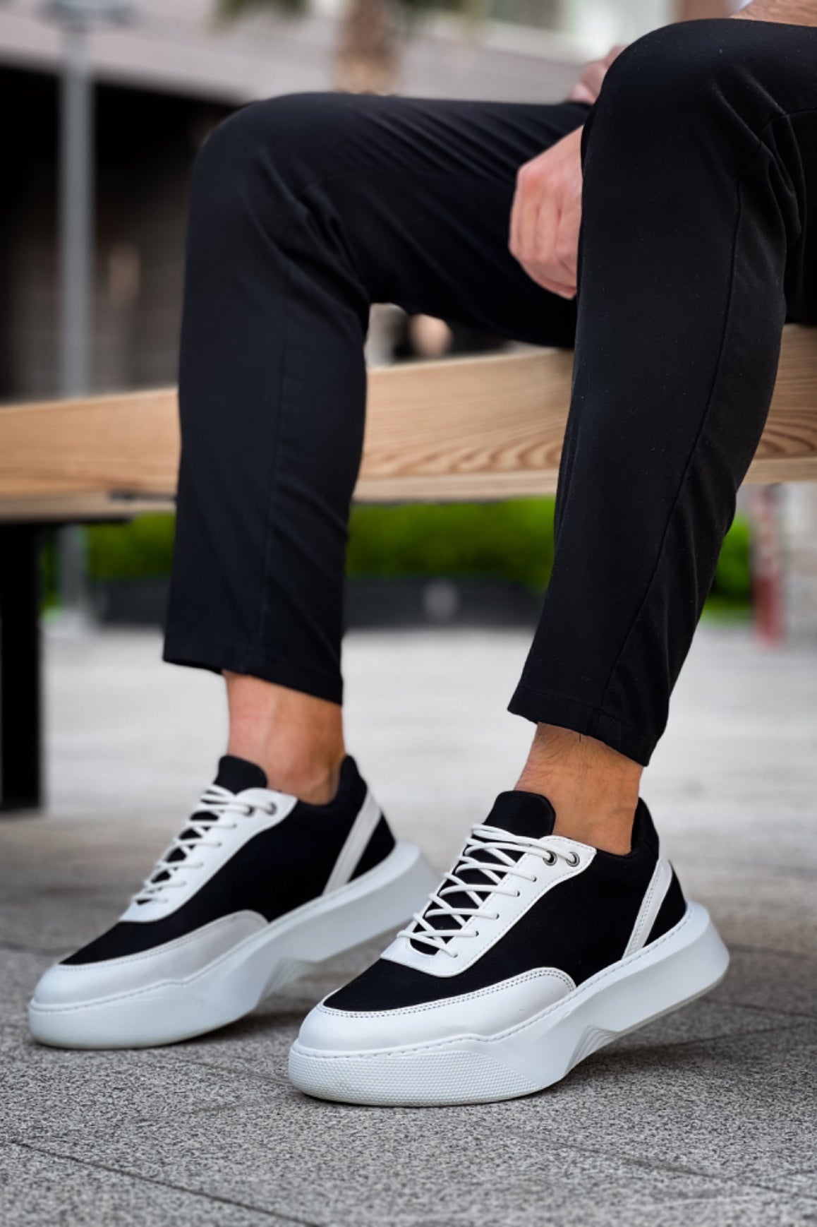 BA0354 Casual Lace-Up Men's High White Piece White Sole Sneakers - STREETMODE ™