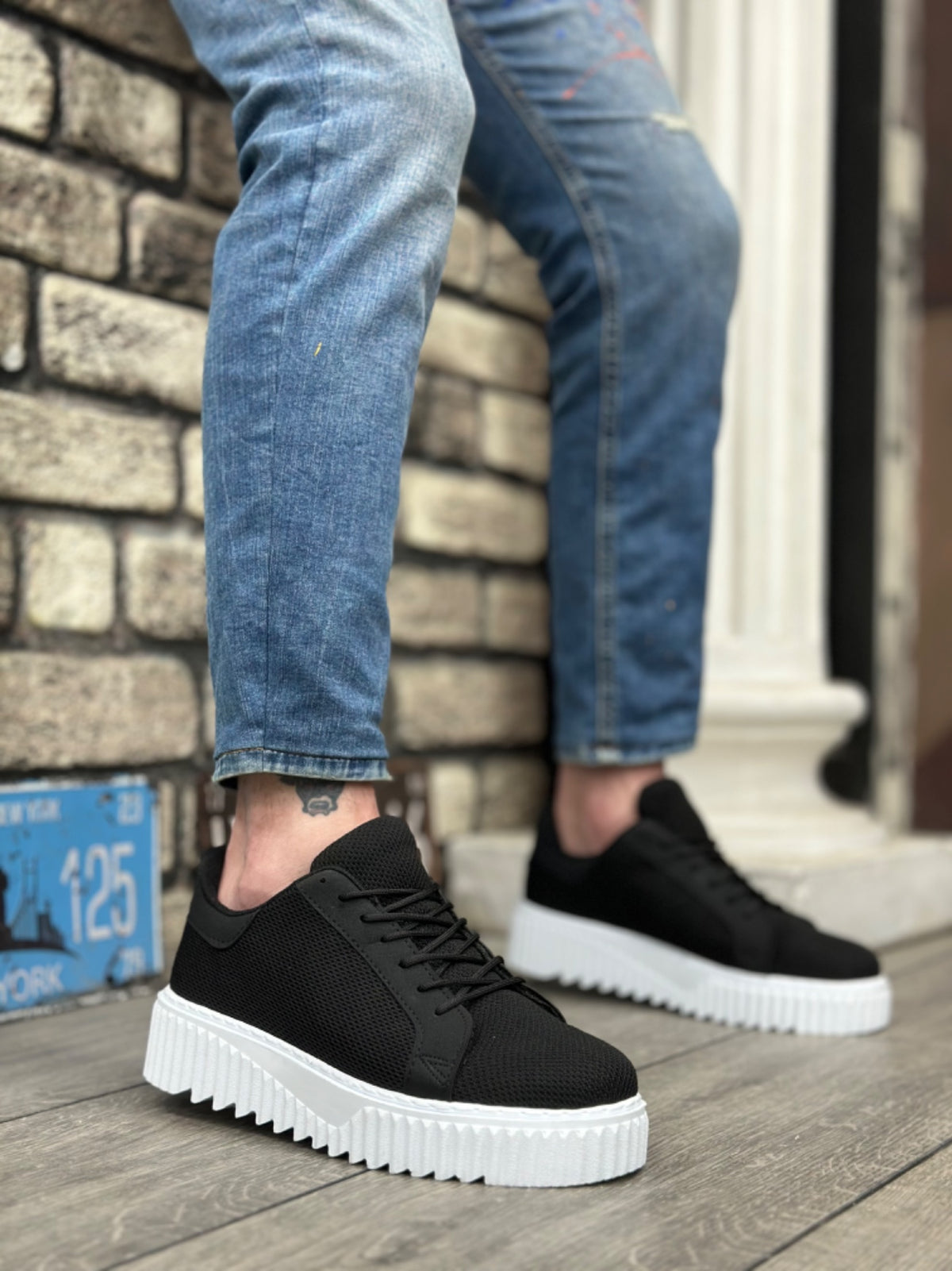 BA0803 High Sole Knitwear Black Men's Shoes - STREETMODE ™