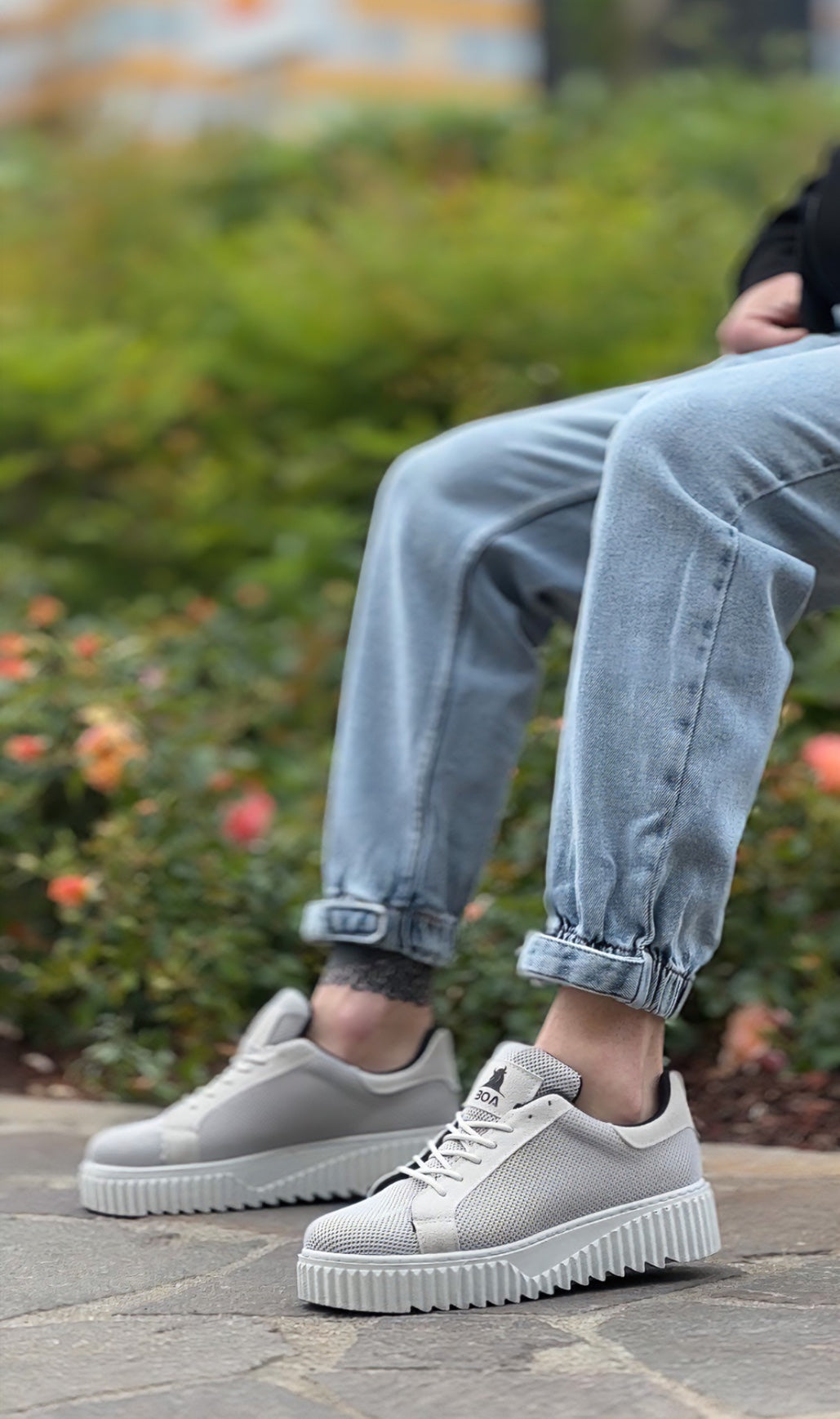 BA0803 High Sole Gray Knitwear Gray Sole Men's Shoes - STREETMODE ™