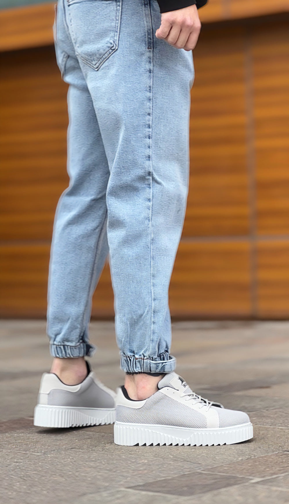 BA0803 High Sole Gray Knitwear Gray Sole Men's Shoes - STREETMODE ™