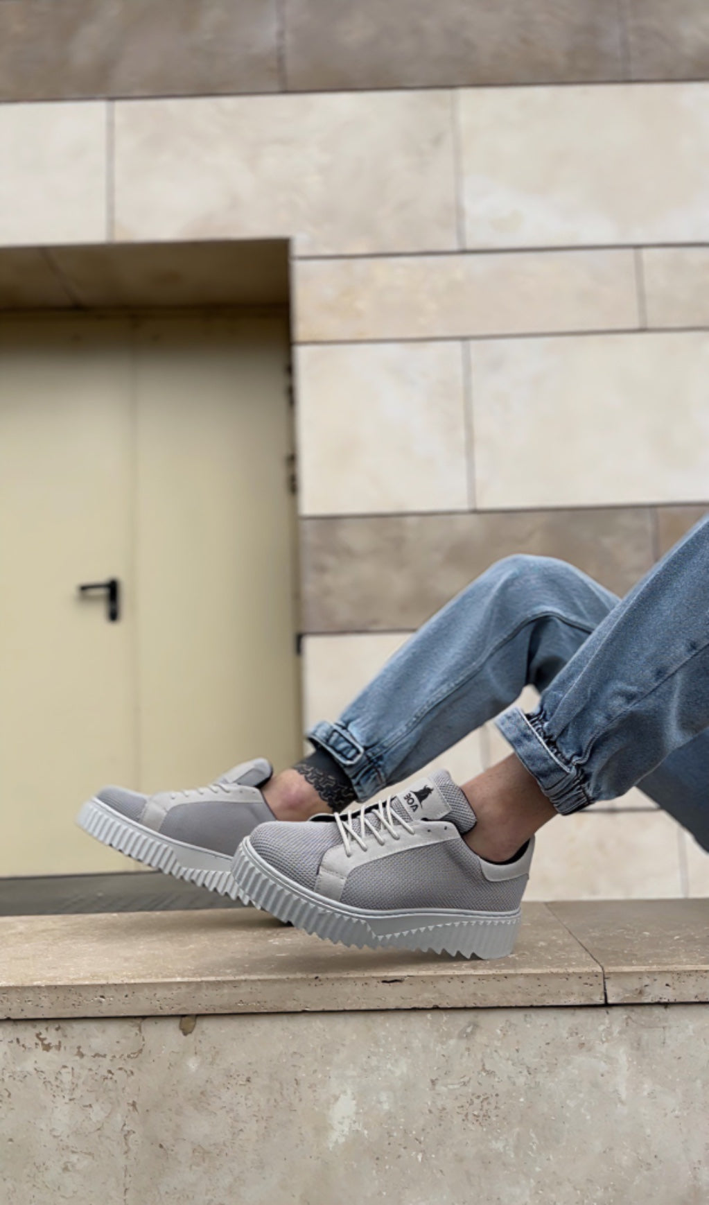 BA0803 High Sole Gray Knitwear Gray Sole Men's Shoes - STREETMODE ™