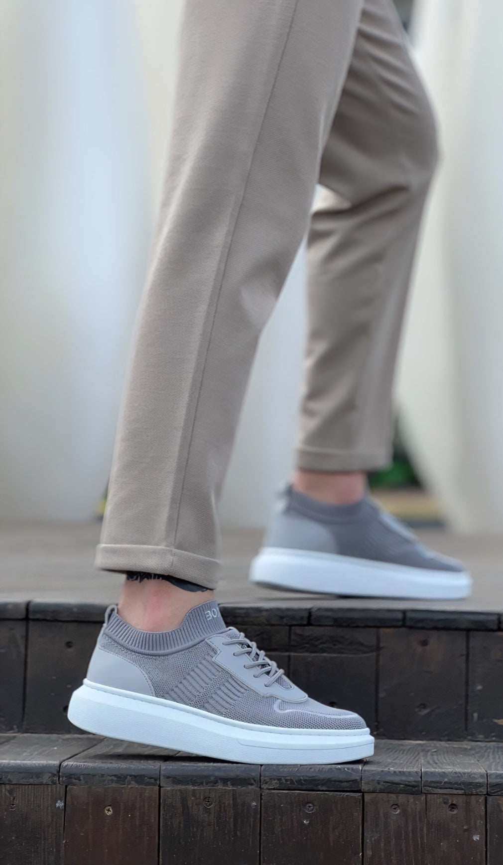 BA0812 Special Knitted Knitwear Style Gray Color Sports Shoes - STREETMODE ™