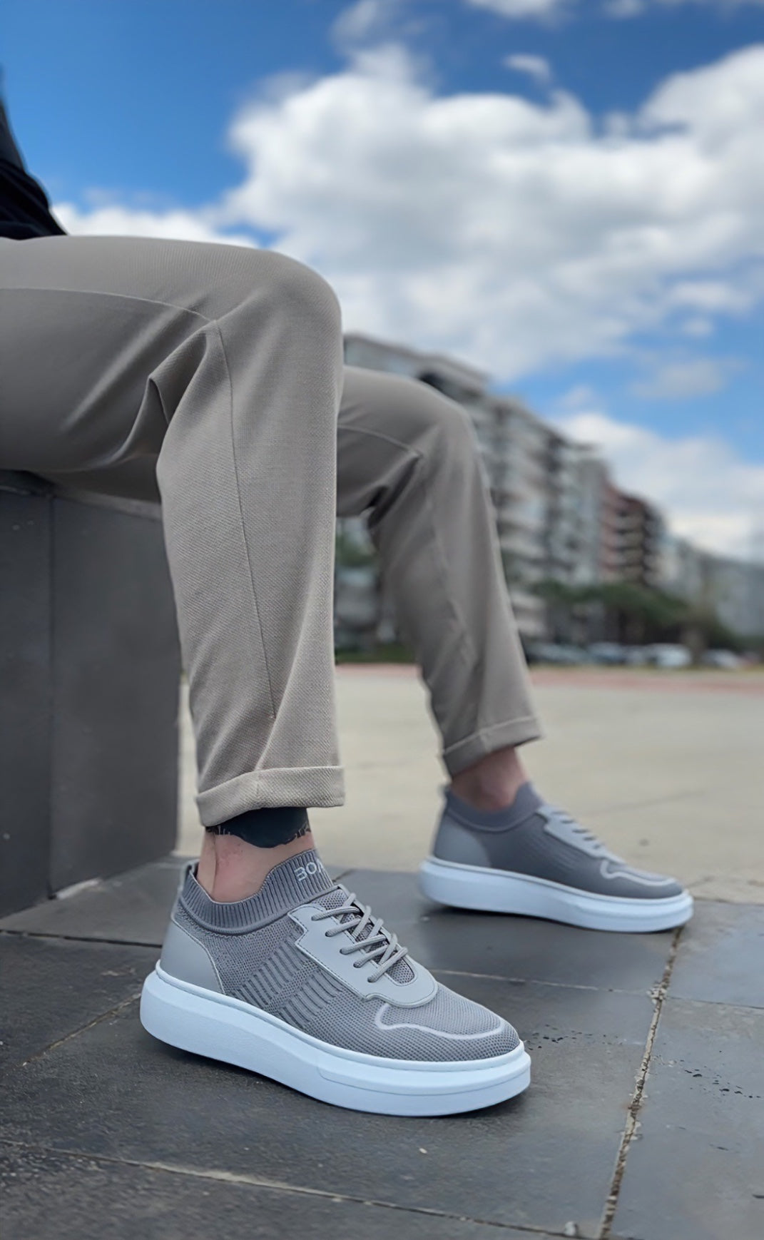 BA0812 Special Knitted Knitwear Style Gray Color Sports Shoes - STREETMODE ™