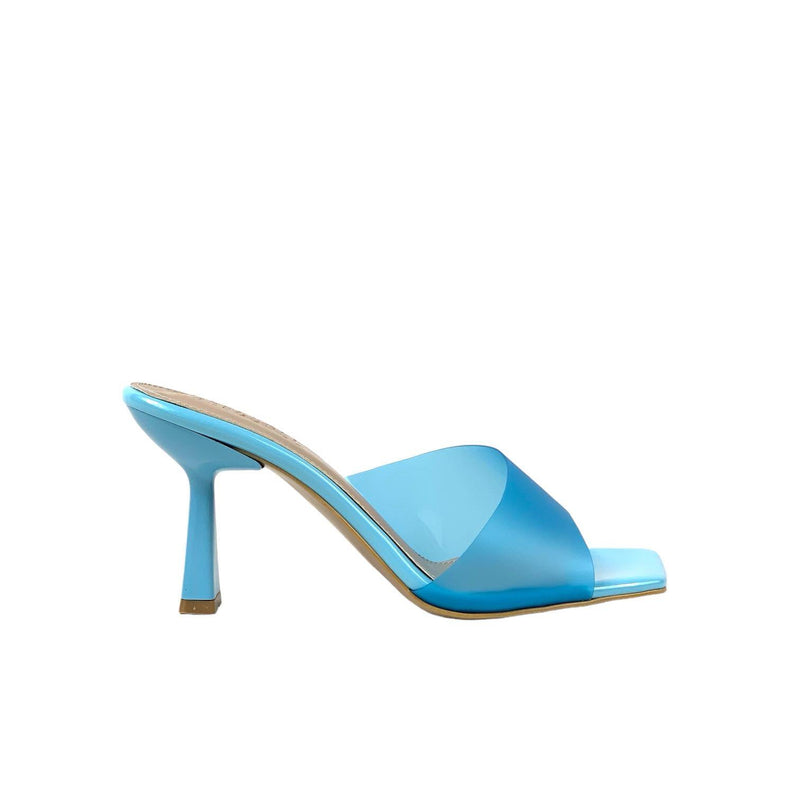 Women's Bomm Blue Patent Leather Detailed Thin Heel Slippers 6cm - STREETMODE ™