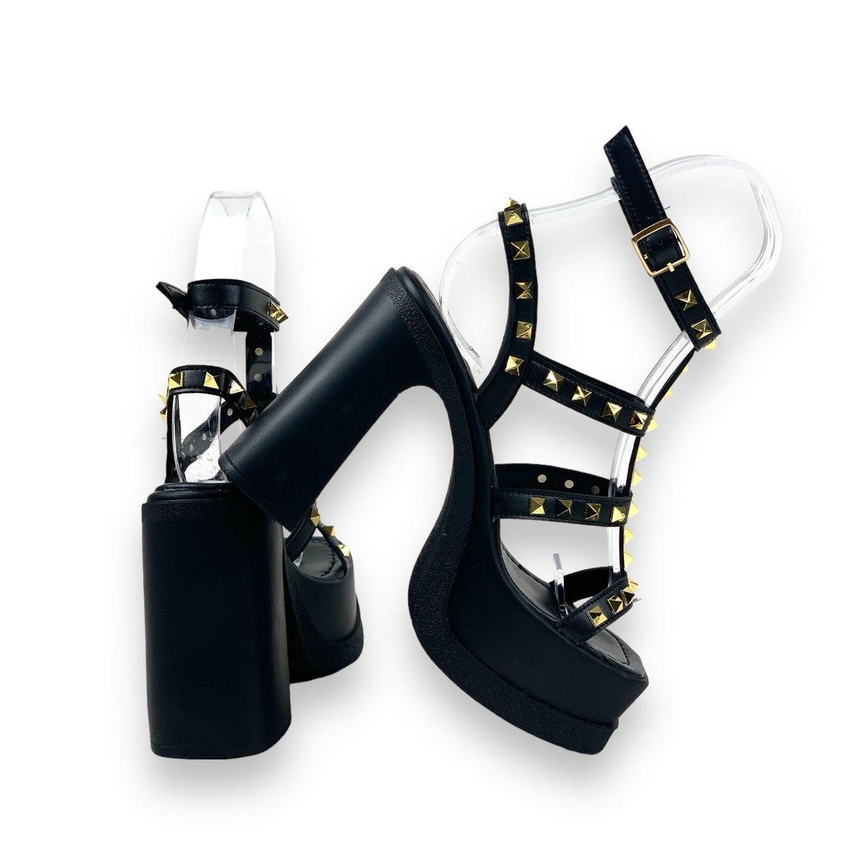 Women's Bonke Black Stone Gladiator Sandals 15 cm Heel - STREETMODE ™