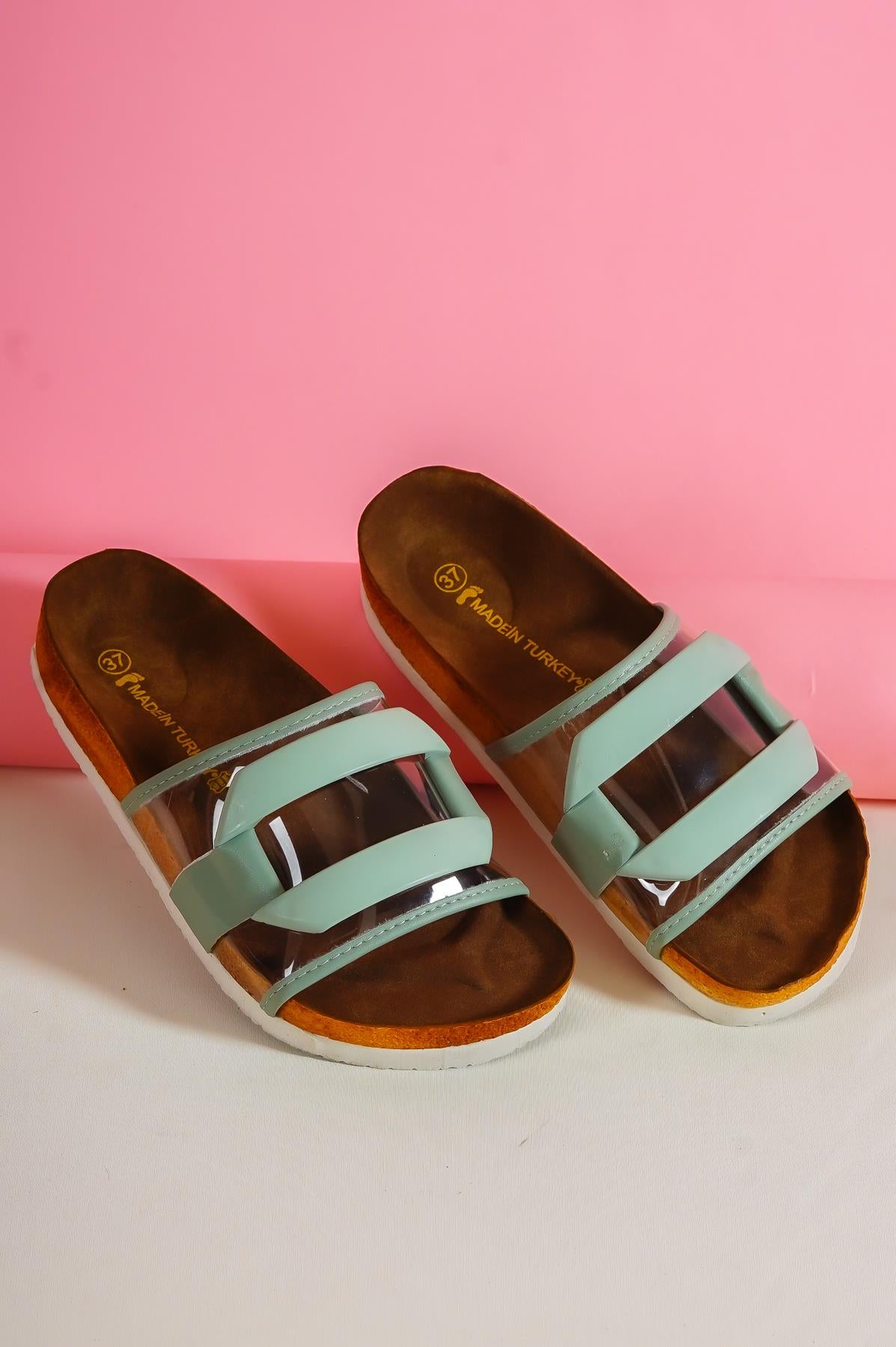 Women's karli mint buckle single strap slippers & sandals 005 - STREETMODE ™