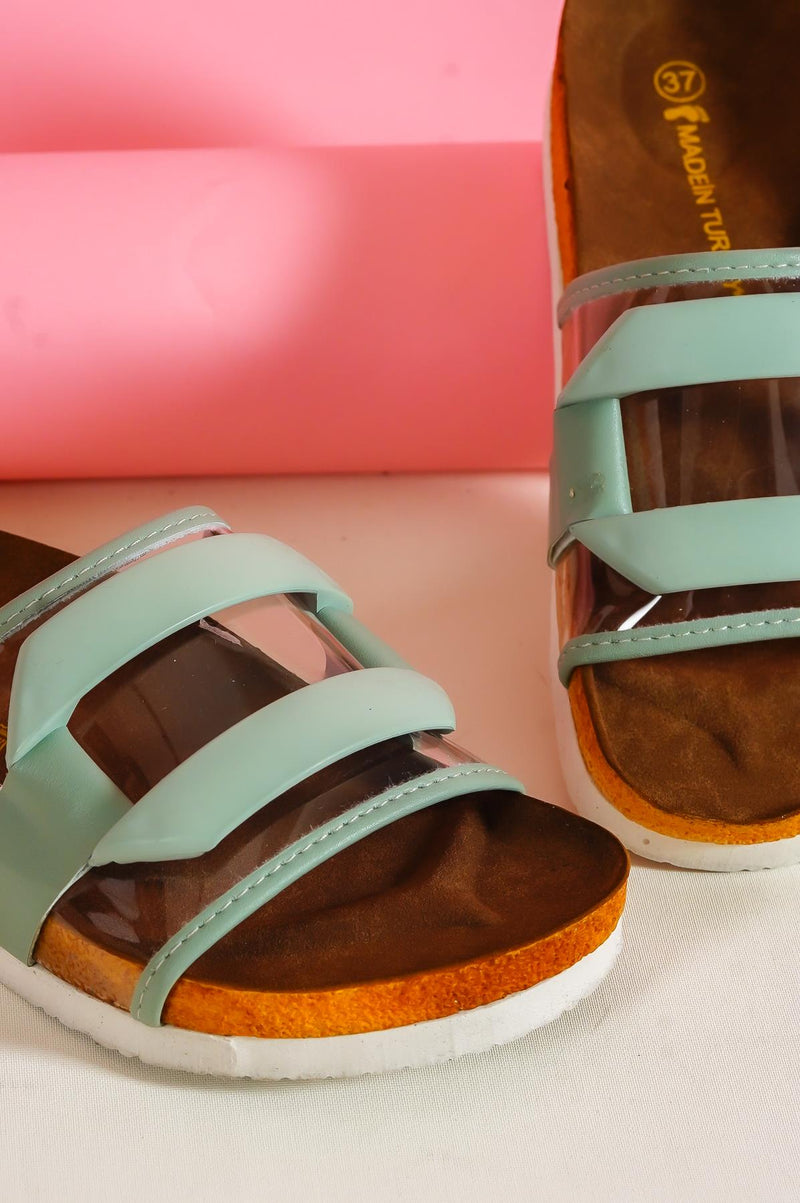 Women's karli mint buckle single strap slippers & sandals 005 - STREETMODE ™