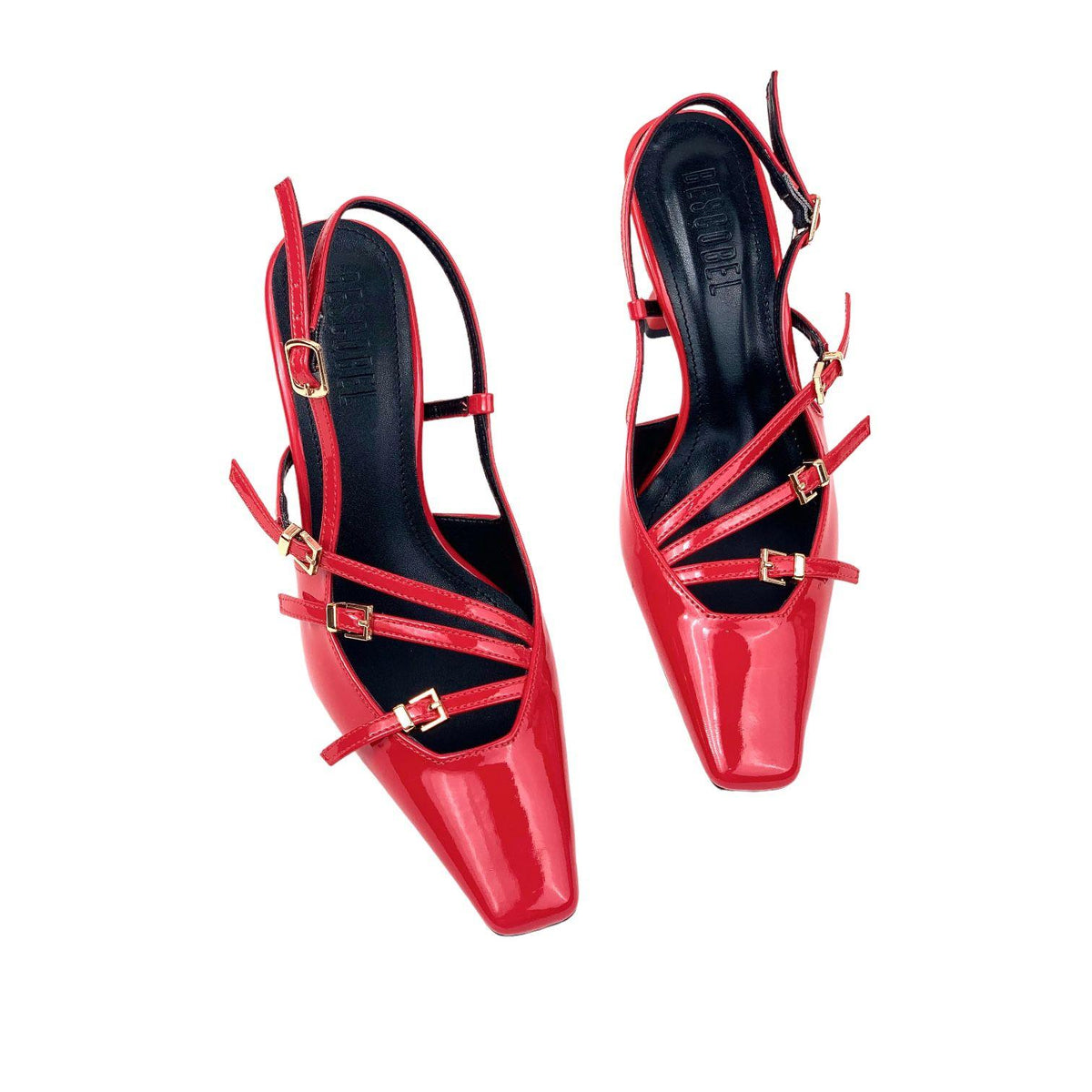 Women's Keyt Red Thin Heel 3 Buckle Casual Shoes 8cm - STREETMODE ™