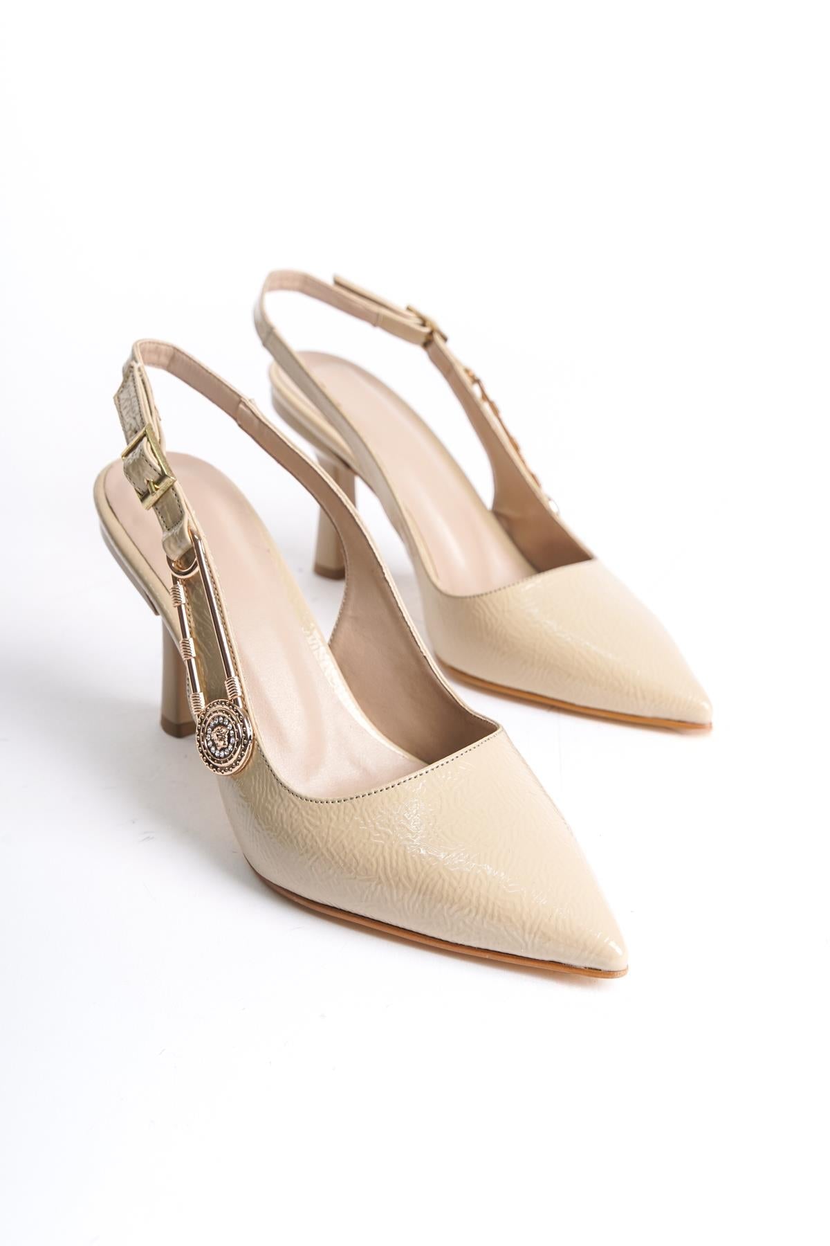 Women's Padh Nut Buckle Detailed Heeled Pointed Toe Shoes - STREETMODE ™