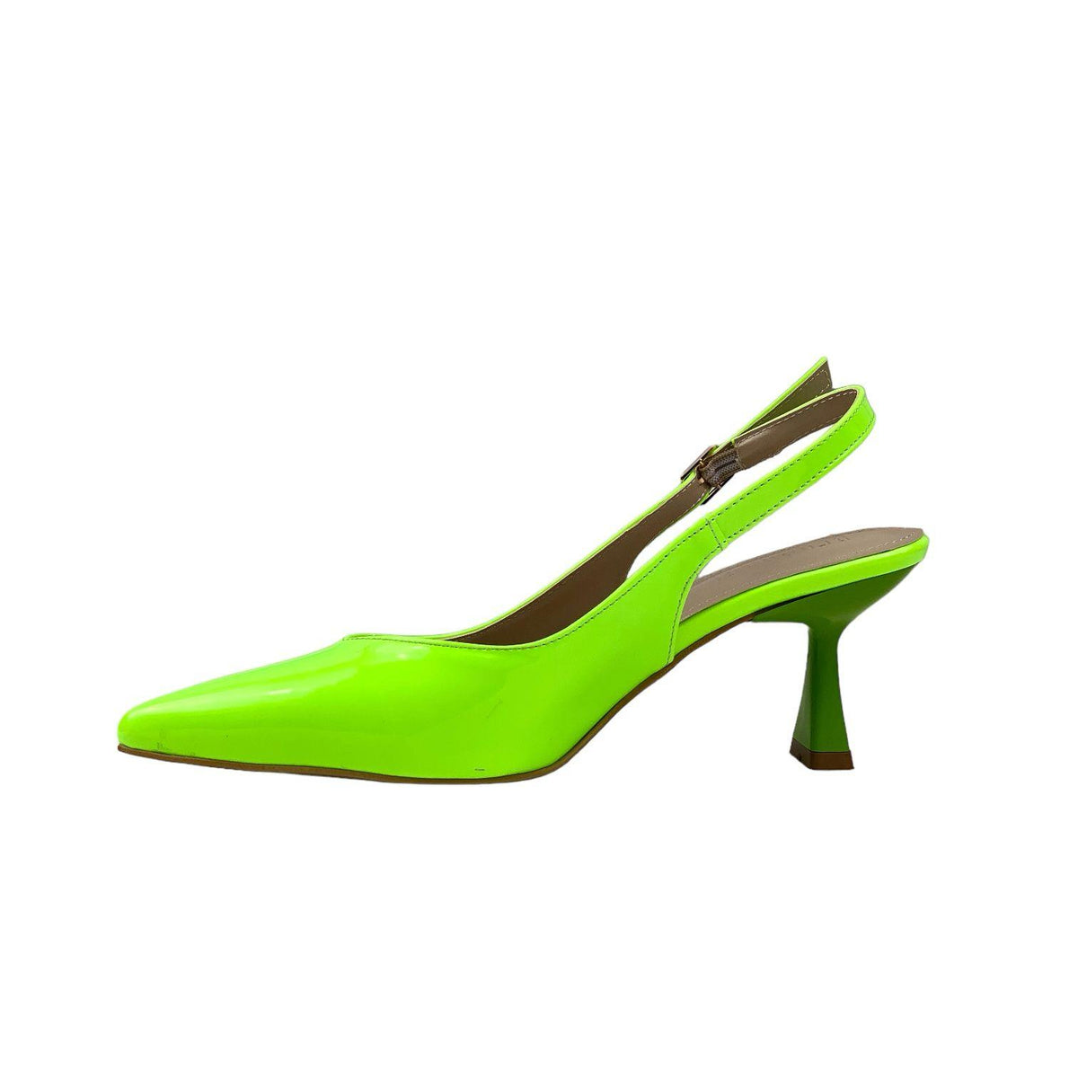 Women's Pasg PistachioGreen Patent Leather Pointed Toe Heeled Sandals 6 Cm - STREETMODE ™