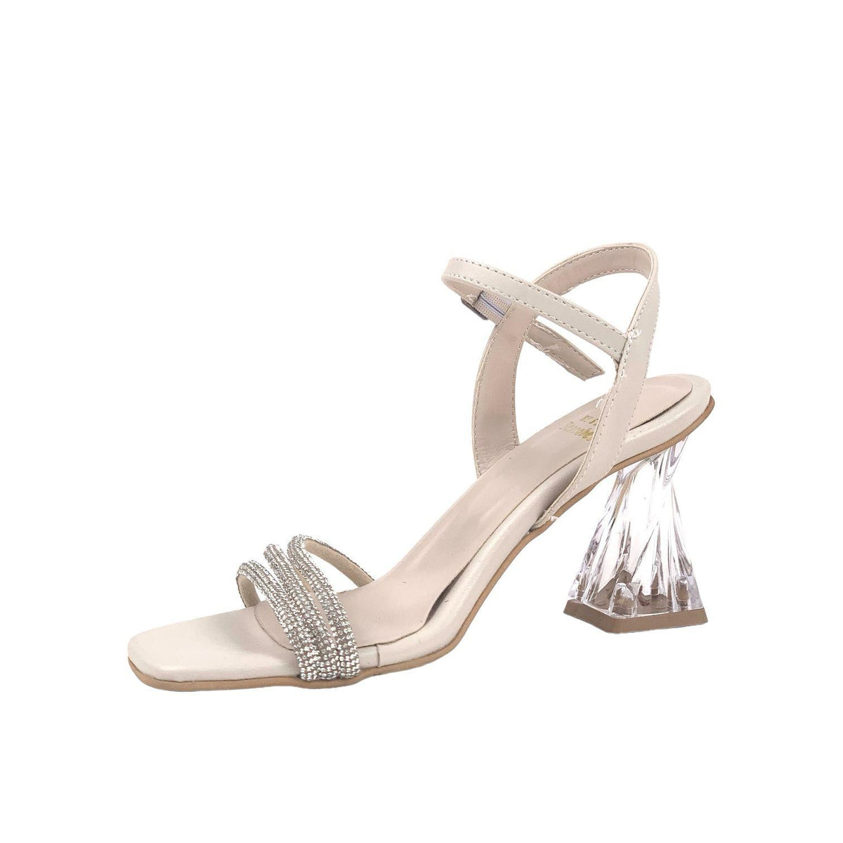 Women's Pess Skin Ankle Strap Stone Piping Detailed Twist Heel Shoes Sandals 8cm - STREETMODE ™