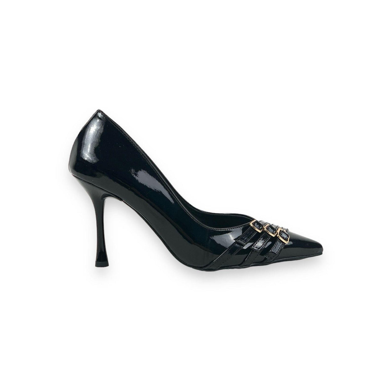 Women's Recs Black 3-Stripe Pointed Toe Thin Heel Stiletto 9 Cm - STREETMODE ™