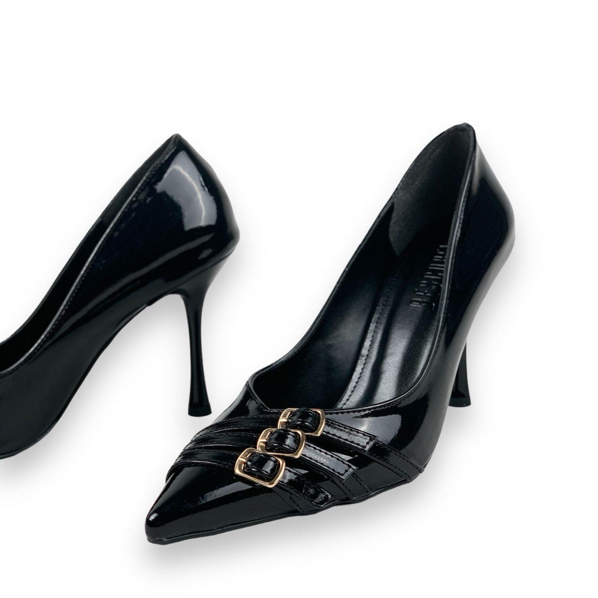 Women's Recs Black 3-Stripe Pointed Toe Thin Heel Stiletto 9 Cm - STREETMODE ™