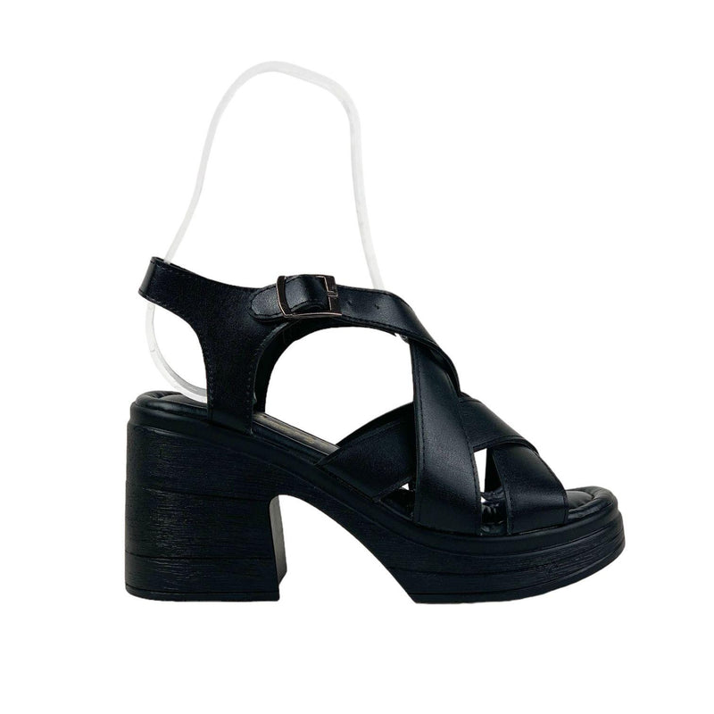 Basskan Kadın Rende Siyah Bilekten Bağlama Yüksek Topuk Platform Sandalet 10 Cm Topuk 390 - STREETMODE ™