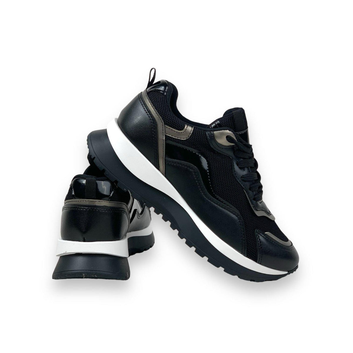 Women's Sedf Black Mesh Lace Up Summer Daily Walking Sports Sneaker 3 Cm - STREETMODE ™