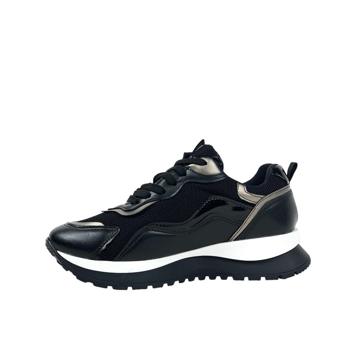 Women's Sedf Black Mesh Lace Up Summer Daily Walking Sports Sneaker 3 Cm - STREETMODE ™