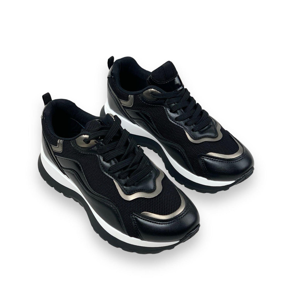 Women's Sedf Black Mesh Lace Up Summer Daily Walking Sports Sneaker 3 Cm - STREETMODE ™