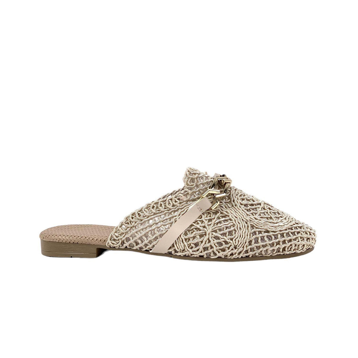 Women's Term Beige Stone Detailed Knitwear Slippers 1cm - STREETMODE ™